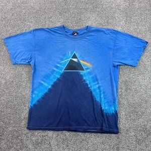 Vintage Y2K Pink Floyd Dark Side of the Moon Shirt Mens XL Blue Tie Dye Rockware